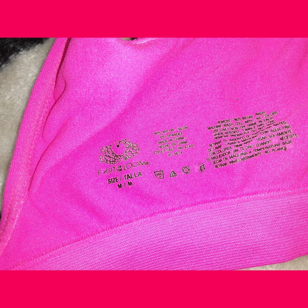Fruit Of The Loom Hot Pink Sports Bra